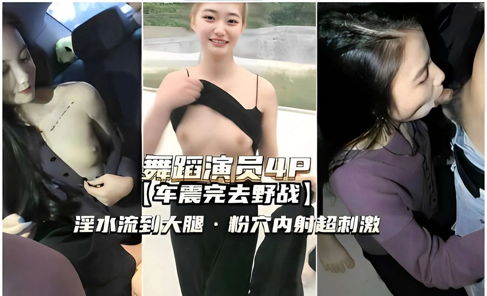 舞蹈演员4P，(车震完去野战)，淫水流到大腿·粉穴内射超刺激