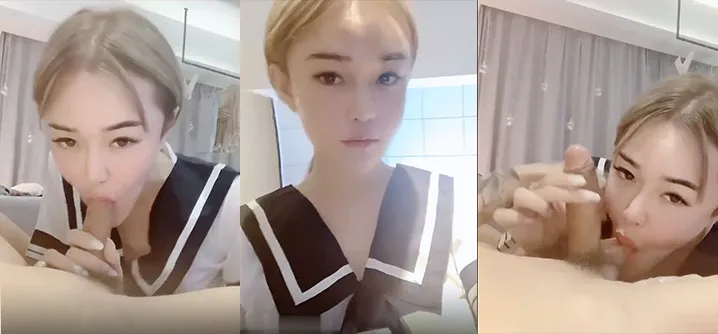 长袜JK装TS教你如何舔鸡巴，灵动的小舌含的真舒服-人妖